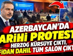 Azerbaycan’da tarihi protesto! Herzog kürsüye çıktı, Fidan dahil tüm salon çıktı
