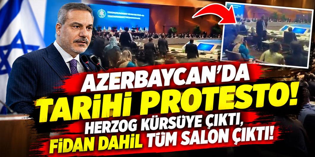 Azerbaycan’da tarihi protesto! Herzog kürsüye çıktı, Fidan dahil tüm salon çıktı